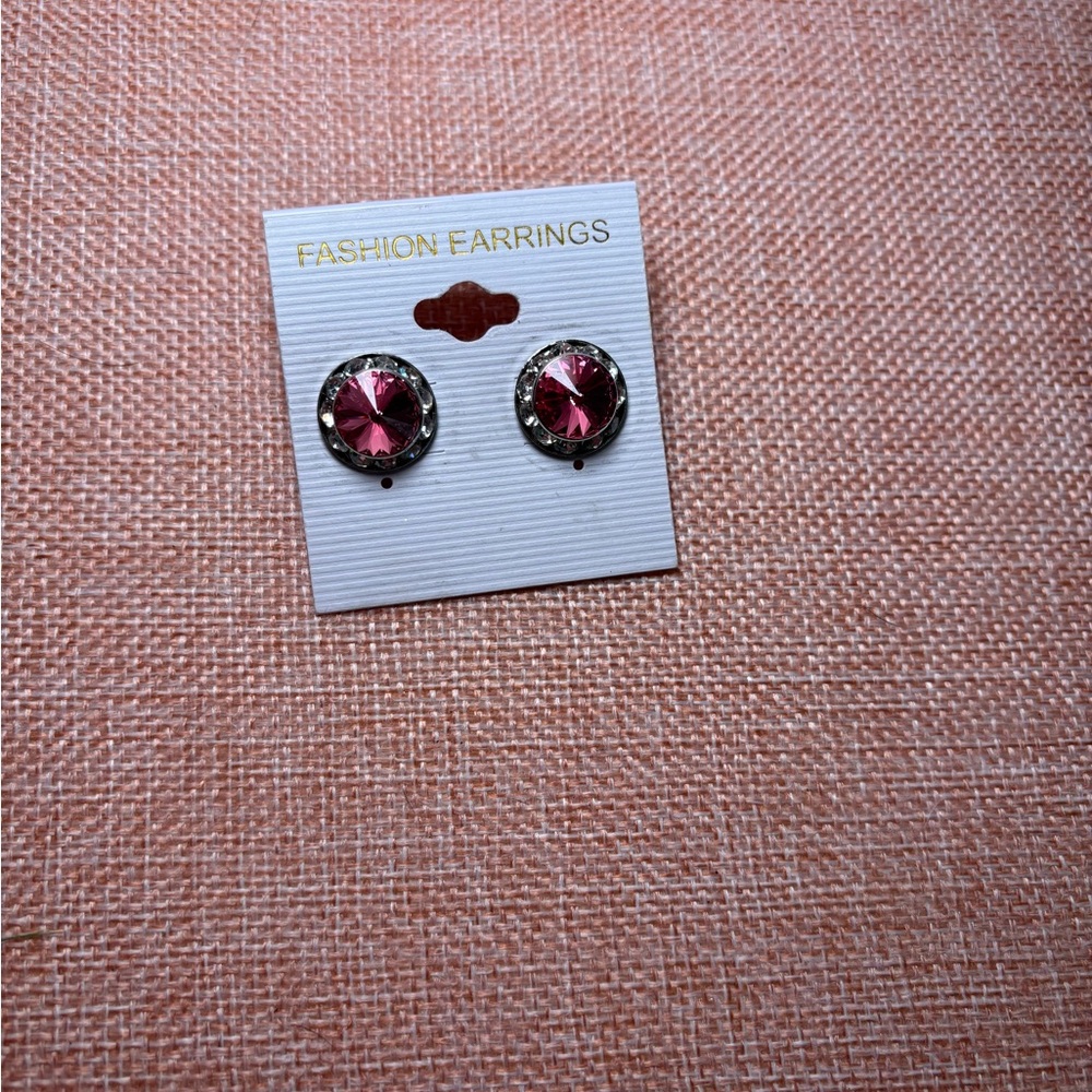 Pink and Silver Fashion Earrings